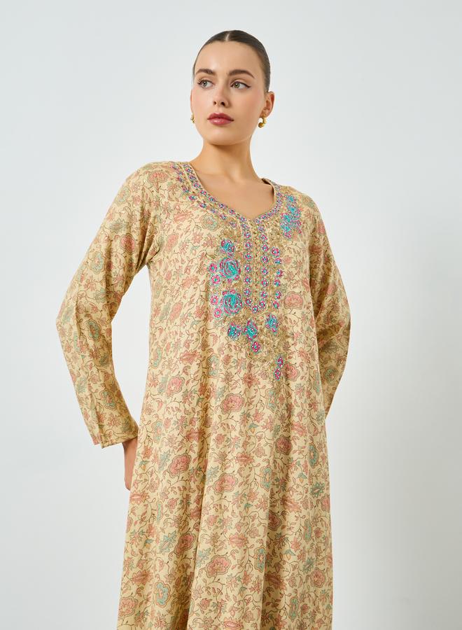 Maxim Creation All-Over Print Embroidered A-Line Jalabiya - Image 1